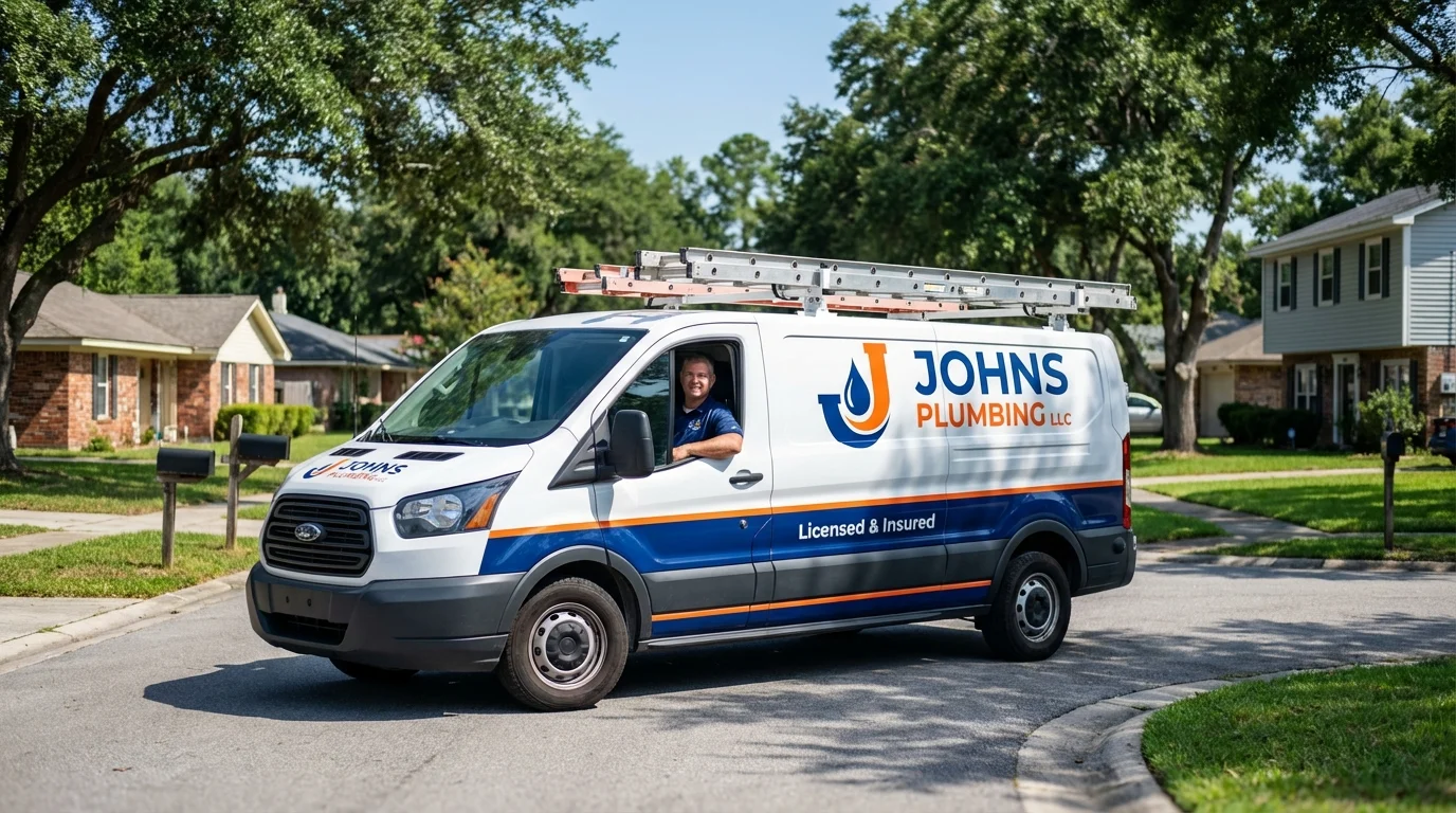 Johns Plumbing LLC service van in Myersville, MD