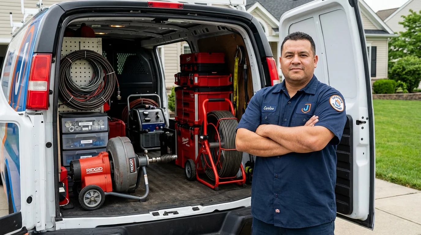 Professional drain cleaning equipment and Johns Plumbing LLC plumber in Myersville